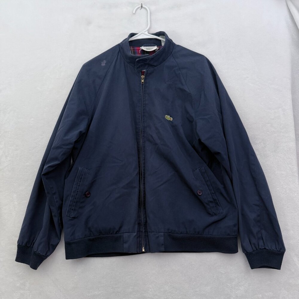 Vintage Izod Lacoste Bomber Jacket Mens M Bull Full Zip Flannel Line